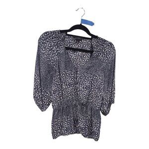 Banana Republic 3/4 Sleeve Blue Floral Top Size XS